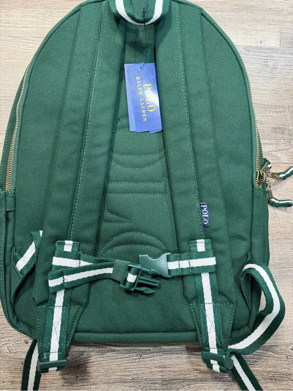 Ralph Lauren Dark Green Canvas Polo Backpack with Embroidered Patches